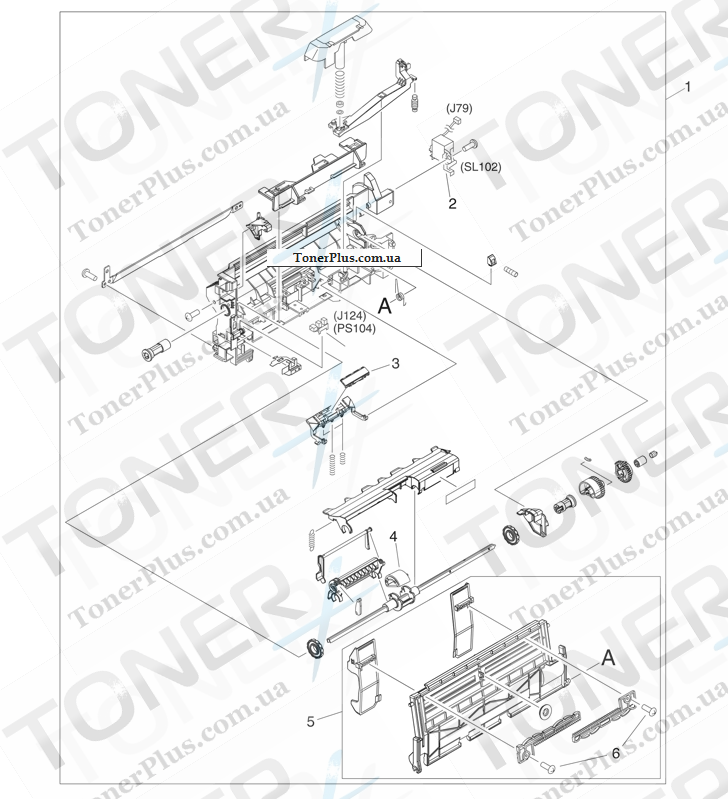 Каталог запчастей для HP LaserJet M4345 MFP - Multipurpose assembly