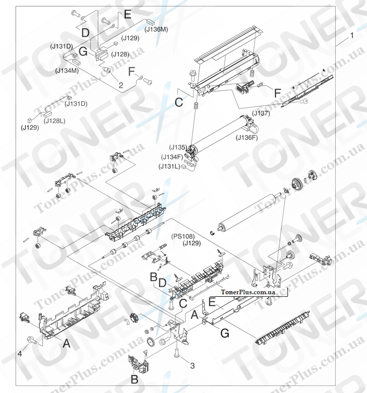 Каталог запчастей для HP LaserJet M4345xm MFP - Fuser