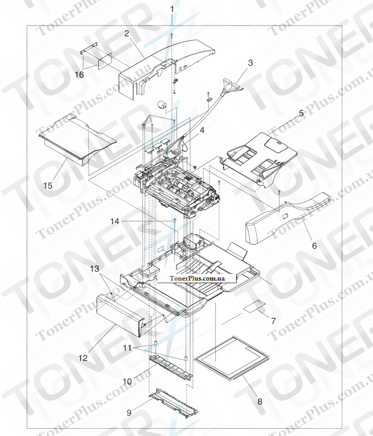 Каталог запчастей для HP LaserJet M4345 MFP - ADF assembly