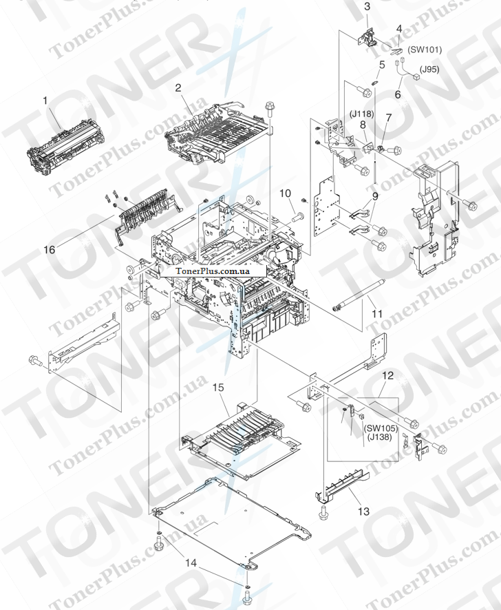 Каталог запчастей для HP LaserJet M4349x MFP - Internal components (2 of 5)