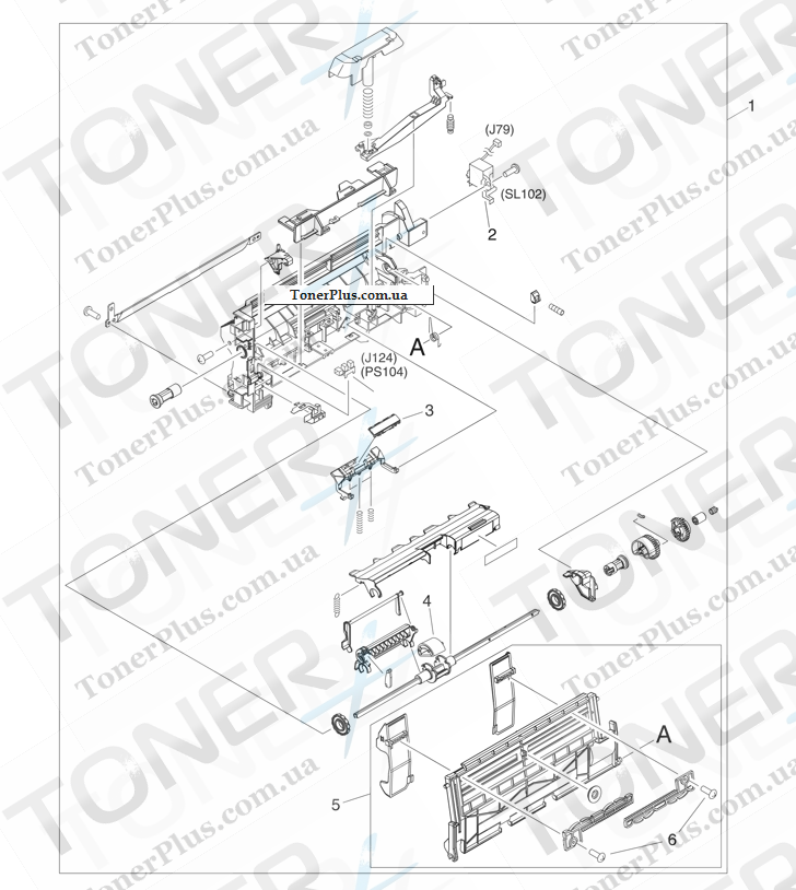 Каталог запчастей для HP LaserJet M4349x MFP - Multipurpose assembly