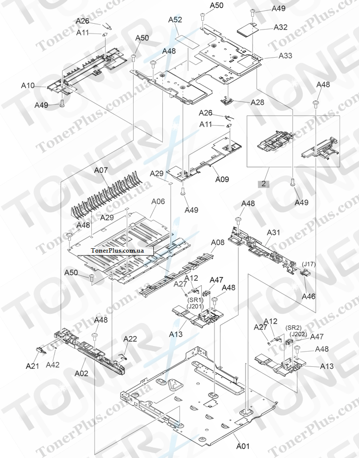 Каталог запчастей для HP LaserJet M435nw MFP Pro - Duplexing main body (1 of 2)