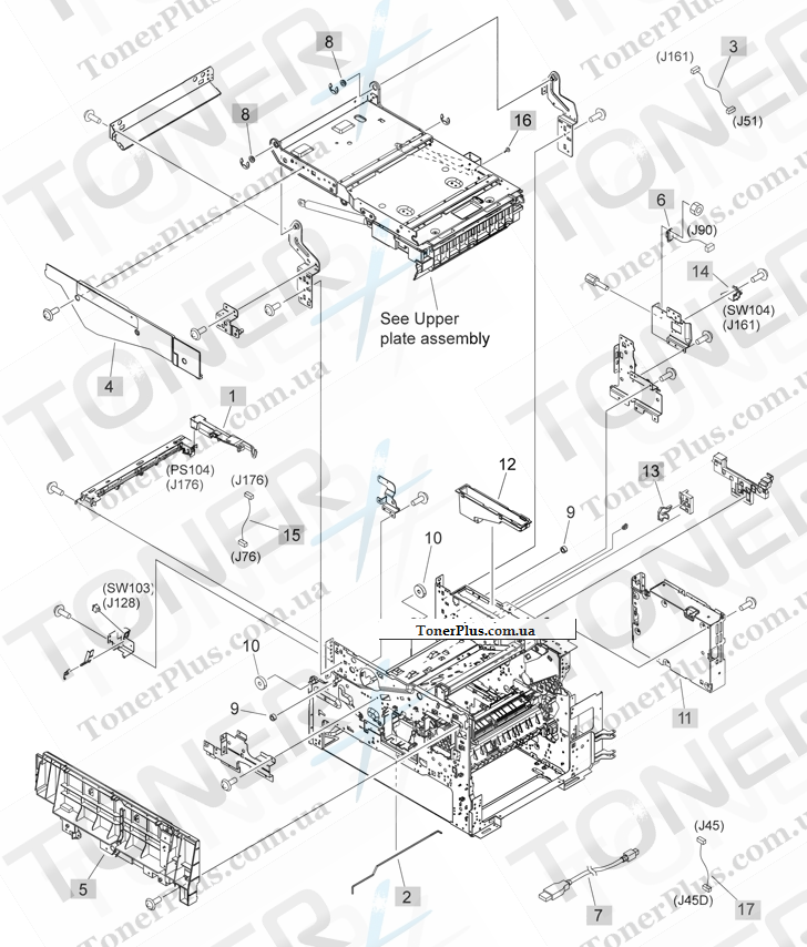Каталог запчастей для HP LaserJet M4555 MFP Enterprise - Internal components 4