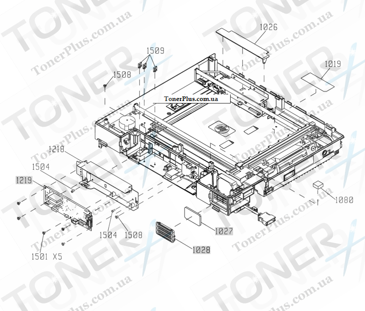 Каталог запчастей для HP LaserJet M4555 MFP Enterprise - Scanner components 7
