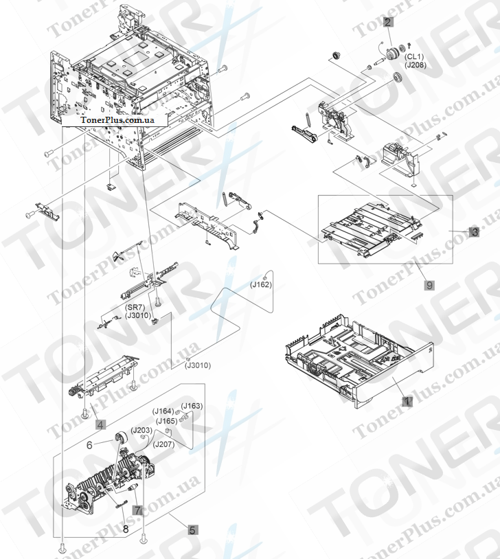 Каталог запчастей для HP LaserJet Pro Color MFP M476 - Internal assemblies (3 of 7)