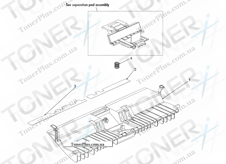 Каталог запчастей для HP LaserJet M5035 MFP - Separation floor assembly (ADF)