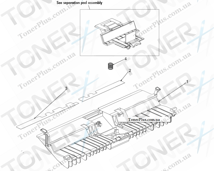Каталог запчастей для HP LaserJet M5039XS MFP - Separation floor assembly (ADF)
