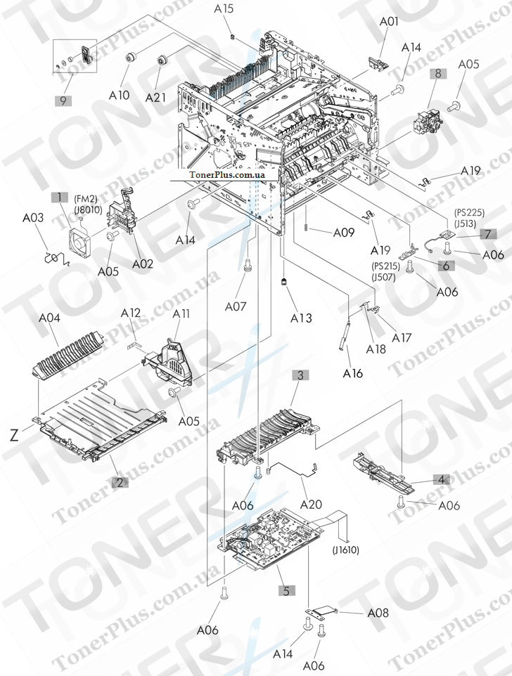 Каталог запчастей для HP LaserJet M521dn Pro MFP - Internal assemblies 4