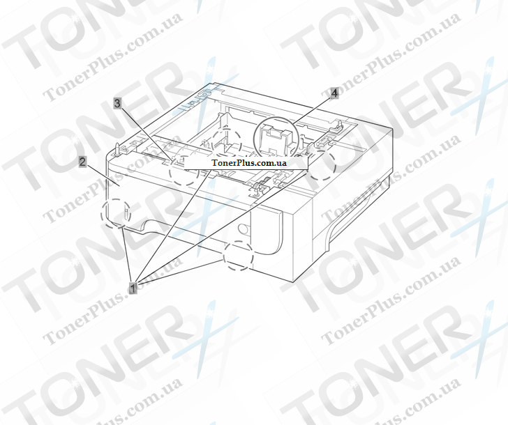 Каталог запчастей для HP LaserJet M521dw Pro MFP - 500-sheet input tray (Tray 3)