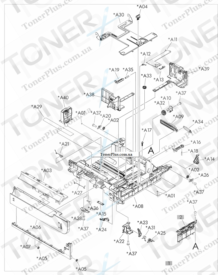 Каталог запчастей для HP LaserJet M575c Enterprise 500 Color MFP - Tray 2