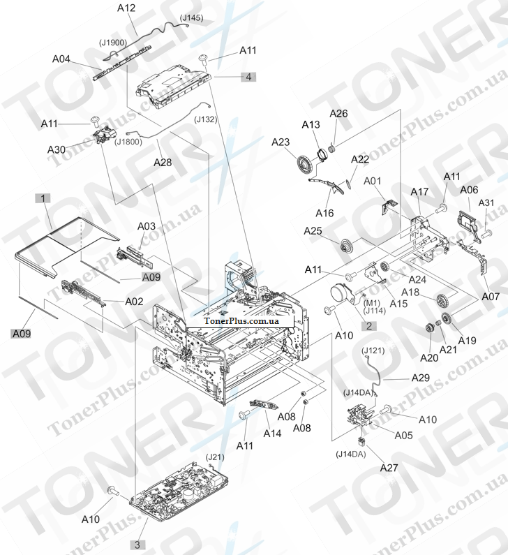 Каталог запчастей для HP LaserJet Pro M706 - Internal components (3 of 3)