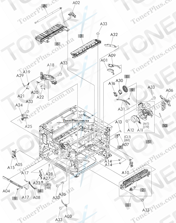 Каталог запчастей для HP LaserJet M712 Enterprise 700 - Internal components 1