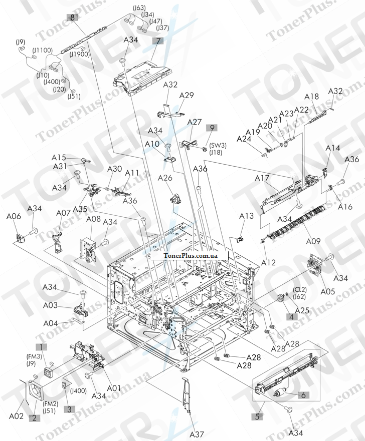 Каталог запчастей для HP LaserJet M712 Enterprise 700 - Internal components 2