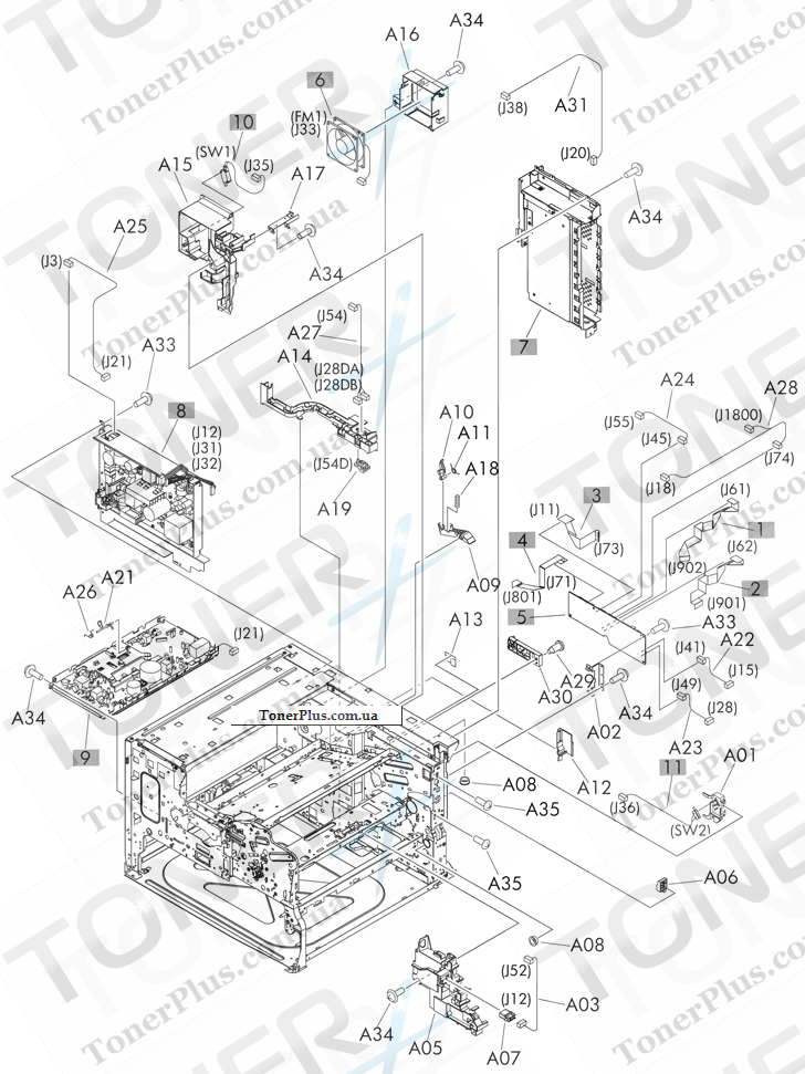 Каталог запчастей для HP LaserJet M712 Enterprise 700 - Internal components 4