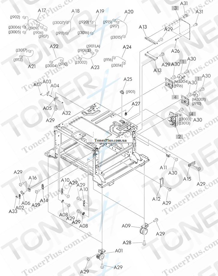 Каталог запчастей для HP LaserJet M775z Enterprise 700 color MFP - HCI components (1 of 2)