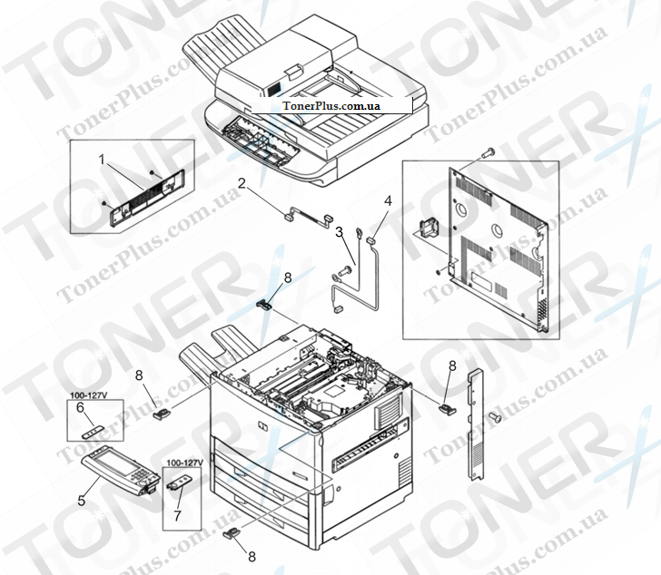 Каталог запчастей для HP LaserJet M9050 MFP - Scanner assembly