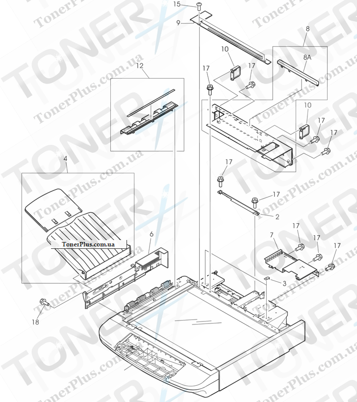 Каталог запчастей для HP LaserJet M9050 MFP - Scanner engine covers and panels (2 of 2)
