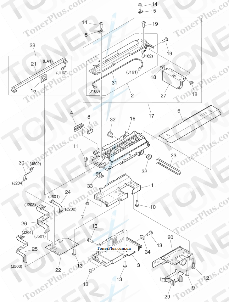 Каталог запчастей для HP LaserJet M9050 MFP - Flatbed optical assembly
