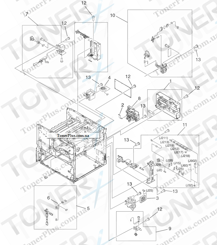 Каталог запчастей для HP LaserJet M9050 MFP - Print engine internal components (4 of 4)