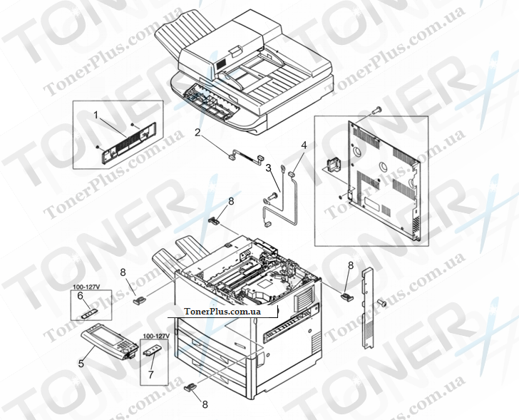 Каталог запчастей для HP LaserJet M9059 MFP - Scanner assembly