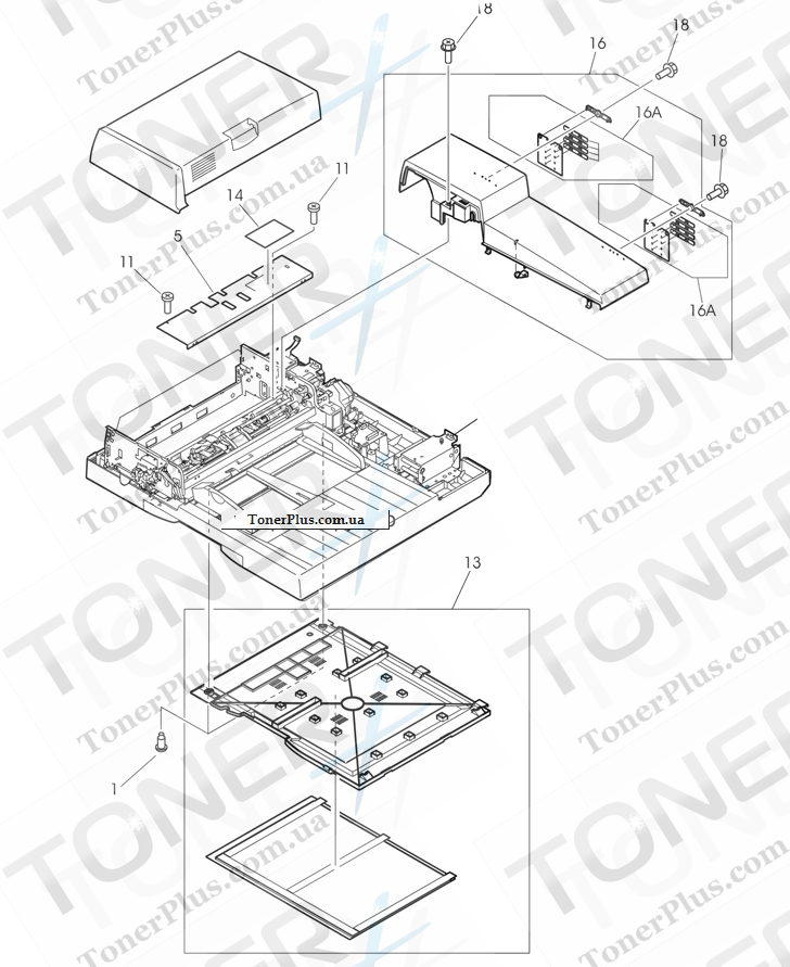 Каталог запчастей для HP LaserJet M9059 MFP - Scanner engine covers and panels (1 of 2)