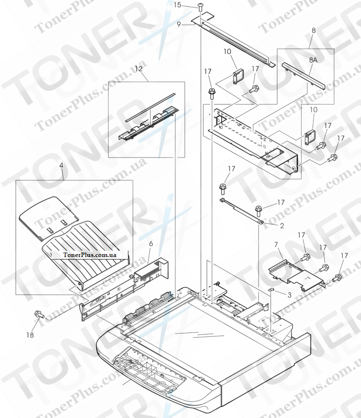 Каталог запчастей для HP LaserJet M9059 MFP - Scanner engine covers and panels (2 of 2)