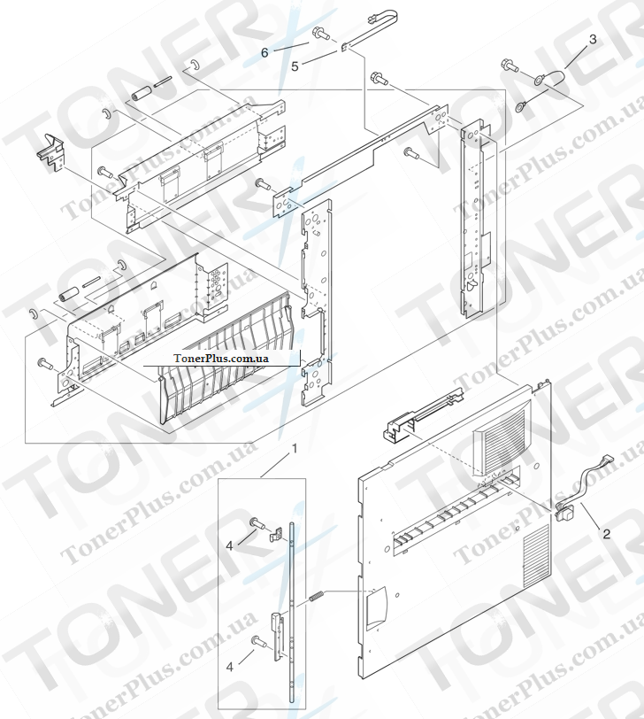 Каталог запчастей для HP LaserJet M9059 MFP - Right cover assembly