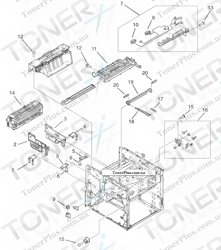 Каталог запчастей для HP LaserJet M9059 MFP - Print engine internal components (2 of 4)