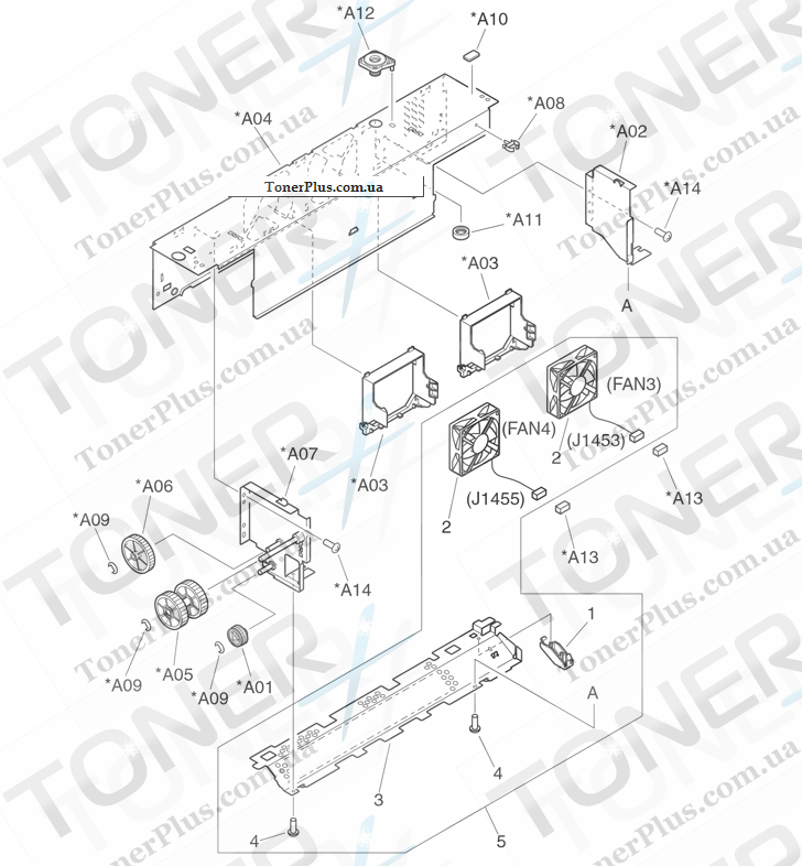 Каталог запчастей для HP LaserJet M9059 MFP - Delivery assembly