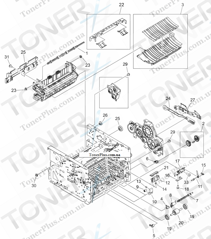 Каталог запчастей для HP LaserJet P2010 Series - Internal components (1 of 4)