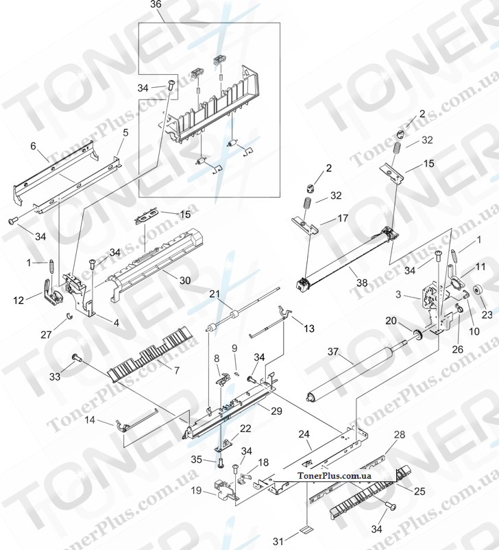 Каталог запчастей для HP LaserJet P2014 - Fuser assembly
