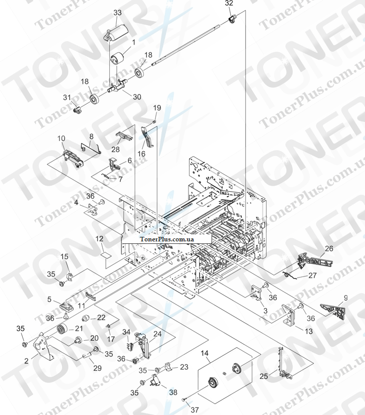 Каталог запчастей для HP LaserJet P2015n - Internal components (4 of 4)
