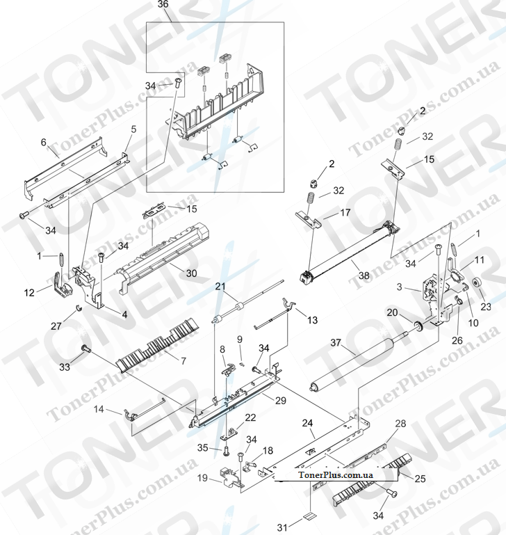 Каталог запчастей для HP LaserJet P2015dn - Fuser assembly