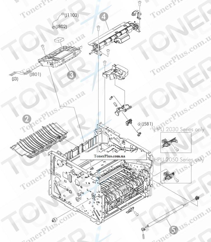 Каталог запчастей для HP LaserJet P2055dn - Internal components 3 of 5