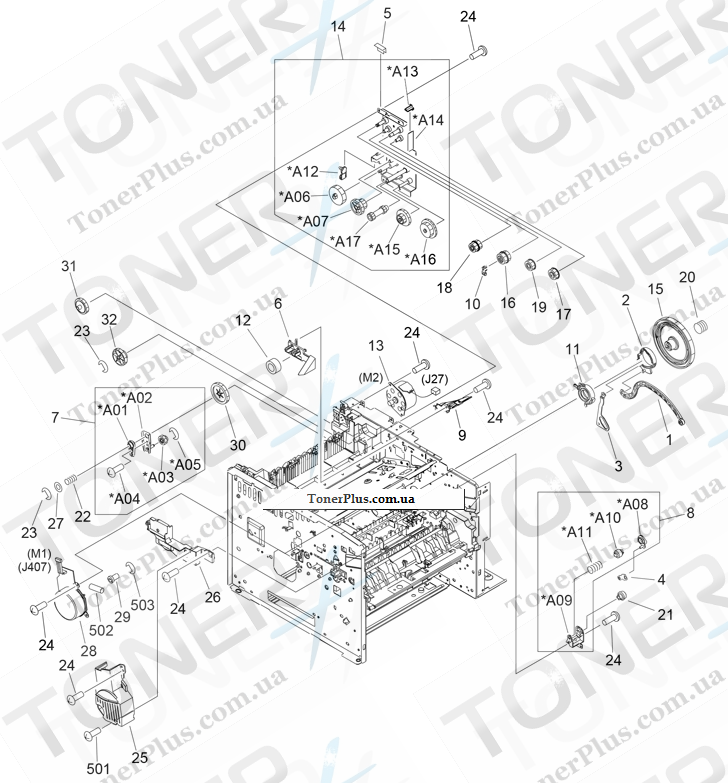 Каталог запчастей для HP LaserJet P3005n - Internal components (2 of 6)