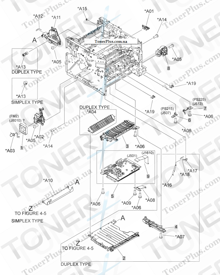 Каталог запчастей для HP LaserJet P3015x - Internal assemblies 4