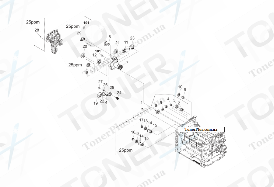 Каталог запчастей для Kyocera-Mita FS1060DN - Drive Section