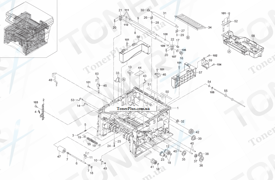 Каталог запчастей для Kyocera-Mita KM1820 - Frames & Paper Feed Section 1