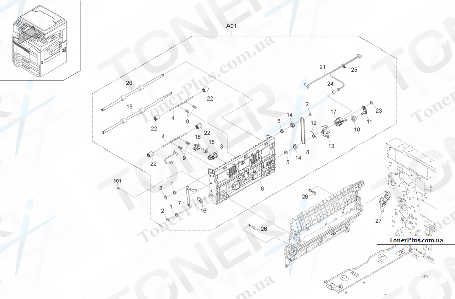 Каталог запчастей для Kyocera-Mita TASKalfa 300i - Duplex Section