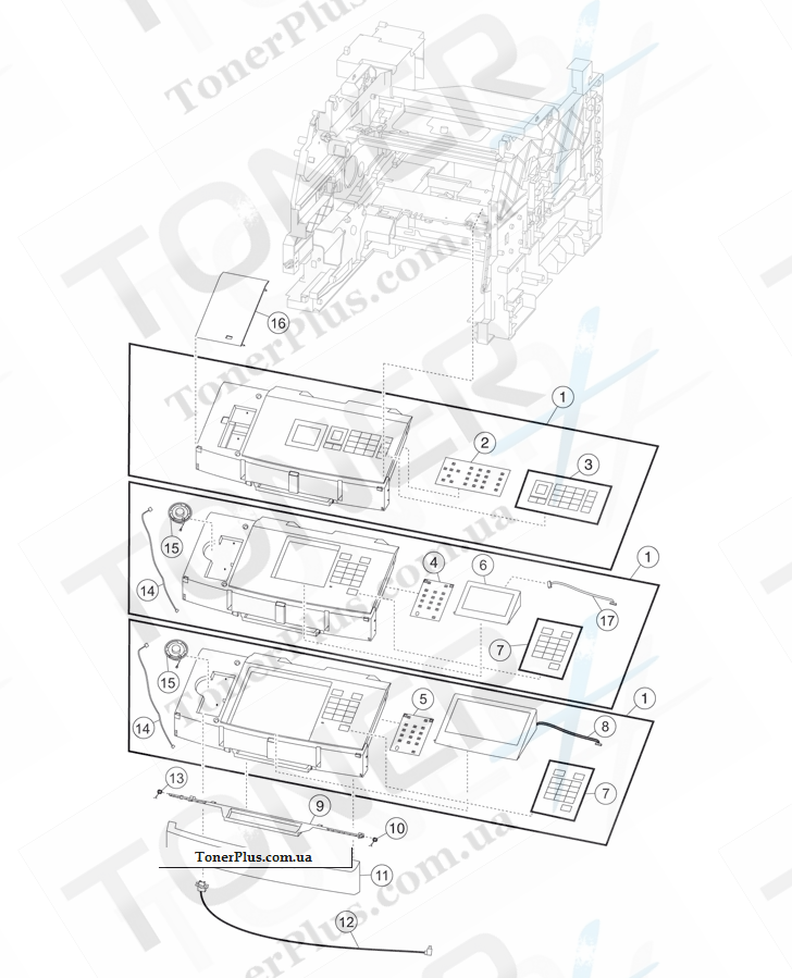 Каталог запчастей для Lexmark M5170 - Control panel