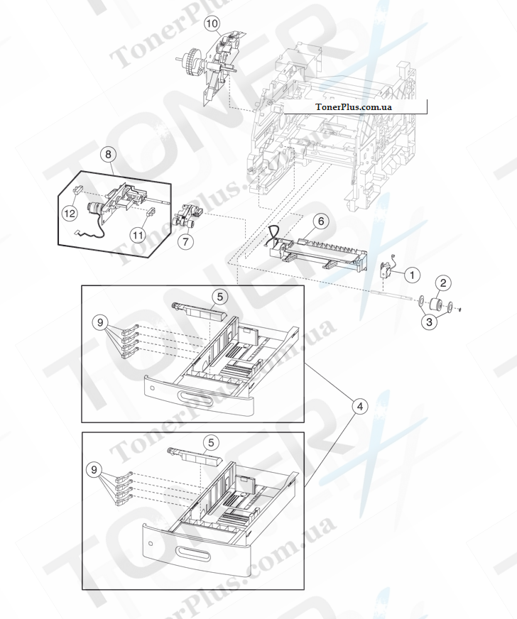 Каталог запчастей для Lexmark MS812de - Paper tray