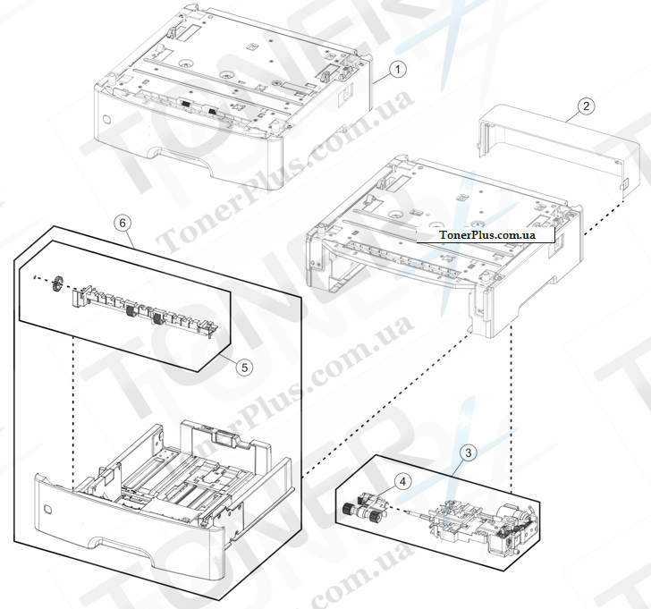 Каталог запчастей для Lexmark M1140 - Option trays
