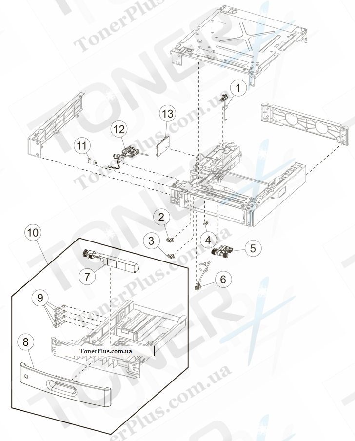 Каталог запчастей для Lexmark MX812de - 250-sheet tray option (MX710 and MX711)