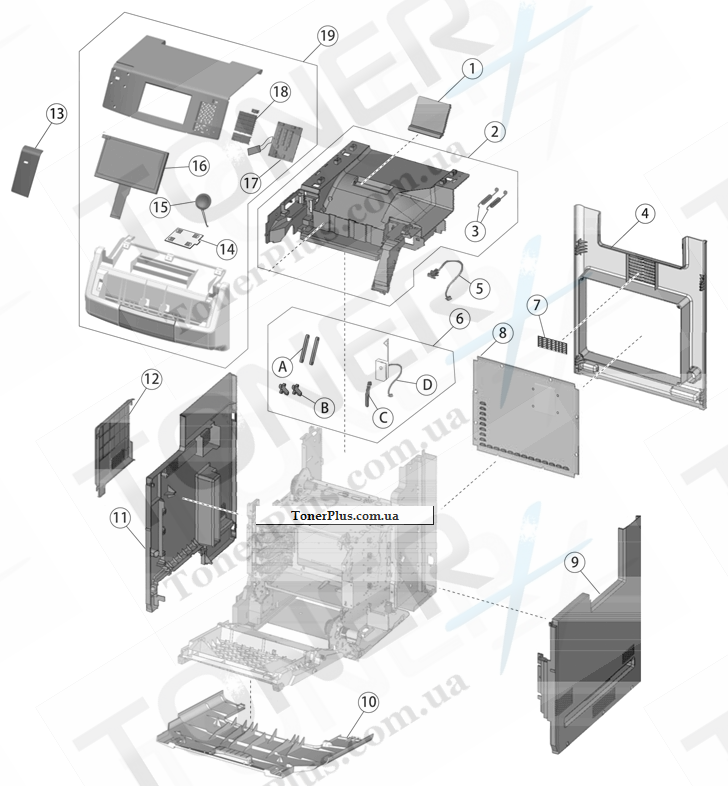 Каталог запчастей для Lexmark X746de - Covers-printer