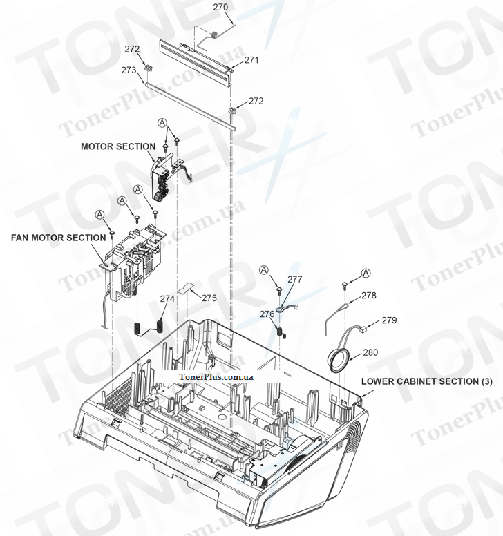 Каталог запчастей для Panasonic KXFL421B - Lower Main Cabinet Section (2)