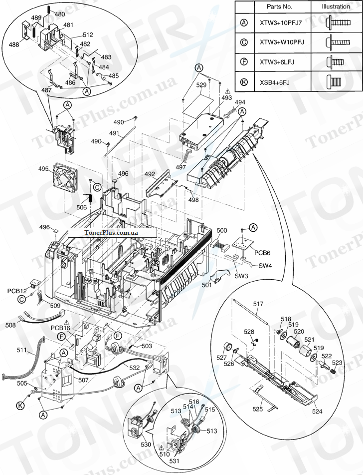Каталог запчастей для Panasonic KXFLB881 - Lower Cabinet Section (3)