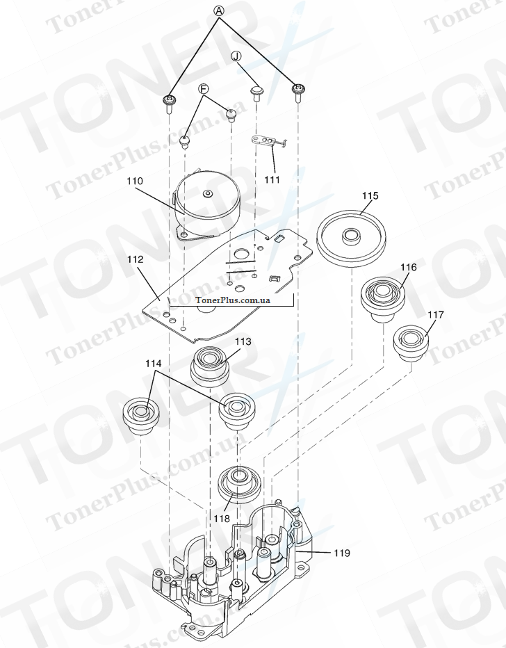 Каталог запчастей для Panasonic KXMB2020RUW - ADF Gear Section (KX-MB2030)