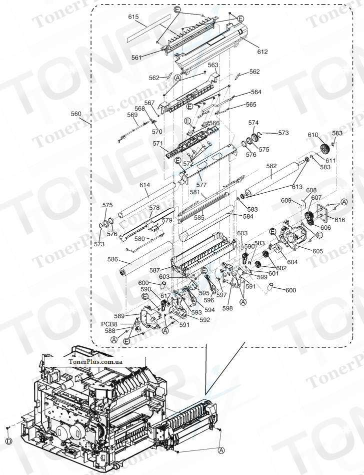 Каталог запчастей для Panasonic KXMC6020 - Fuser Section