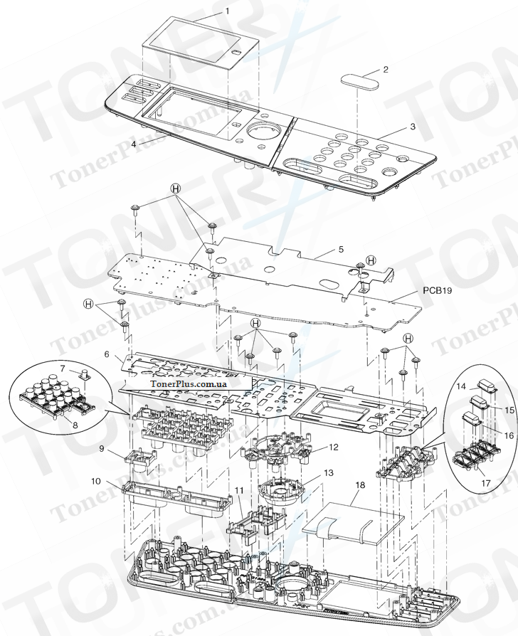 Каталог запчастей для Panasonic KXMC6040 - Operation Panel Section