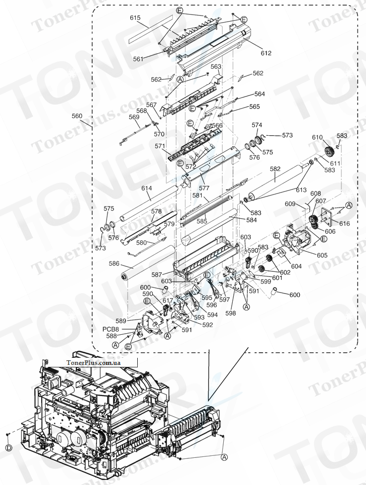 Каталог запчастей для Panasonic KXMC6040 - Fuser Section